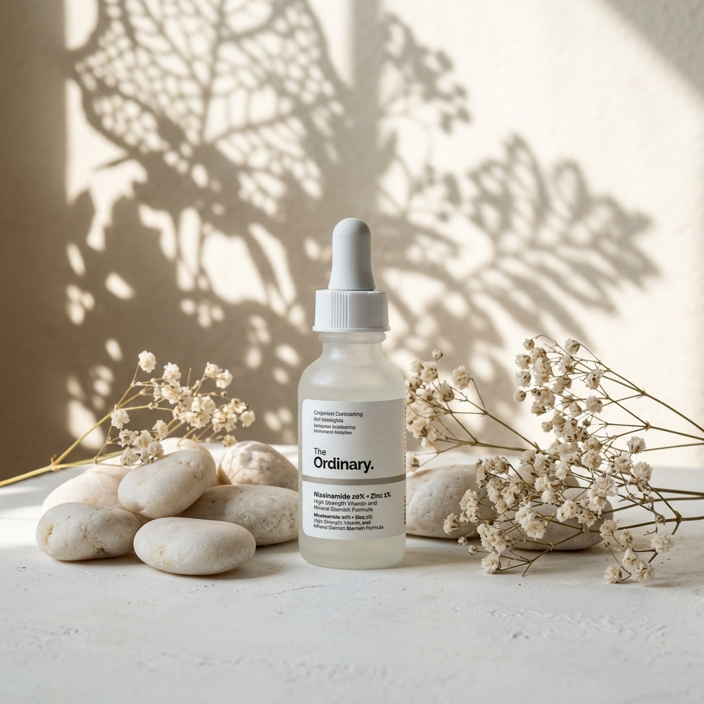Serum bottle on stone